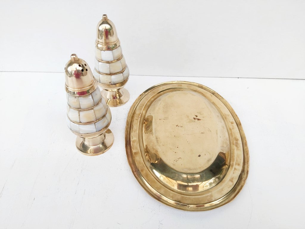 Mother of top pearl brass shakers